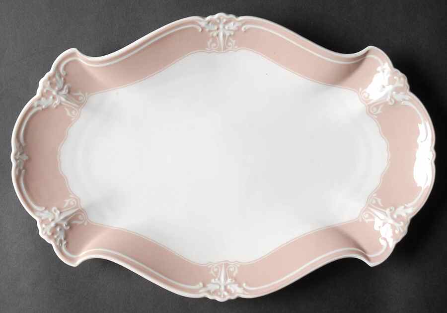 Rose (Pale Pink Color Band) 13" Oval Serving Platter by Tirschenreuth-1