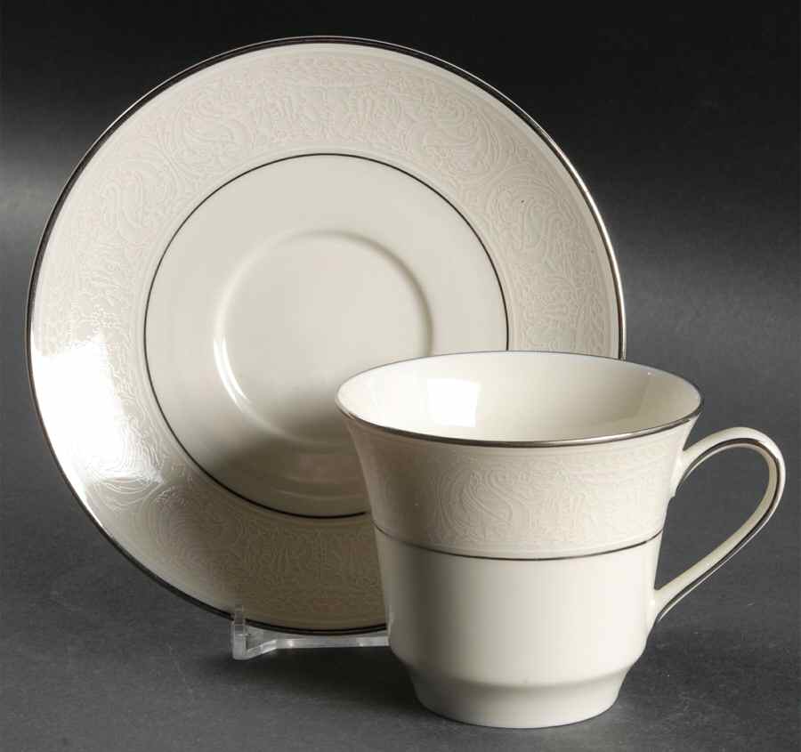 Bridal Lace Flat Cup & Saucer Set by Towne-1