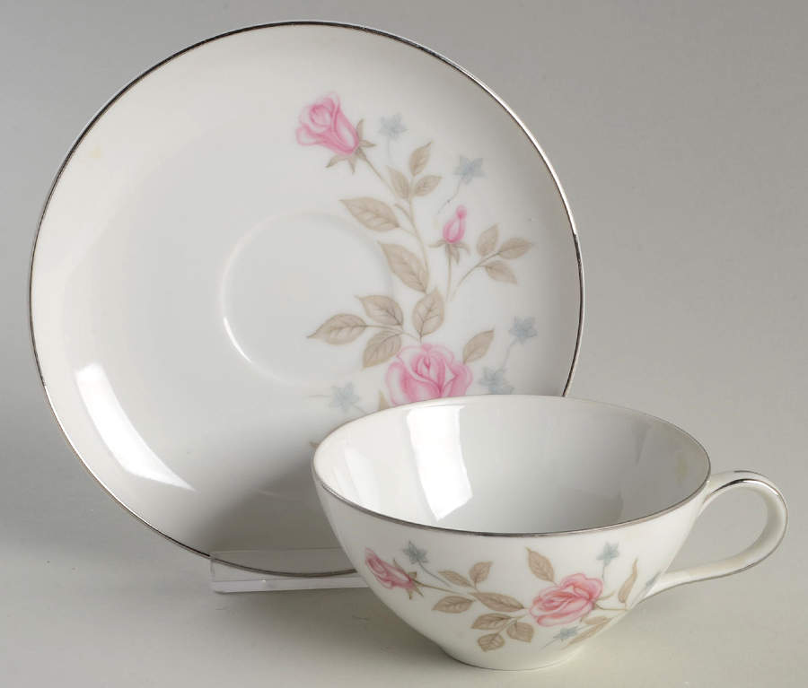 Dawn Rose (Japan) Flat Cup & Saucer Set by Towne-1