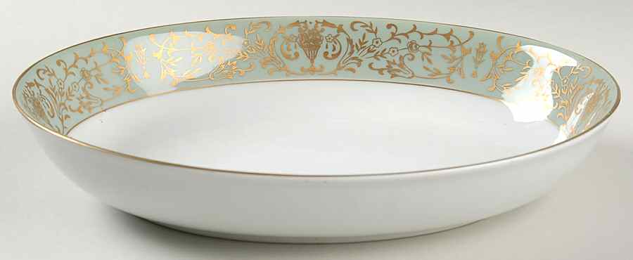 Coronation Green 10" Oval Vegetable Bowl by Tradition-1