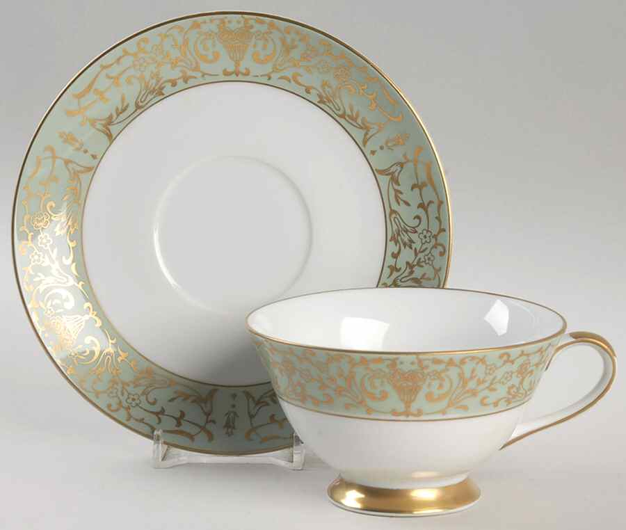 Coronation Green Footed Cup & Saucer Set by Tradition-1