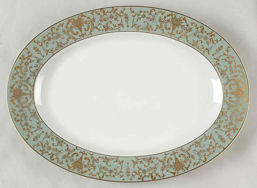 Coronation Green 14" Oval Serving Platter by Tradition-1