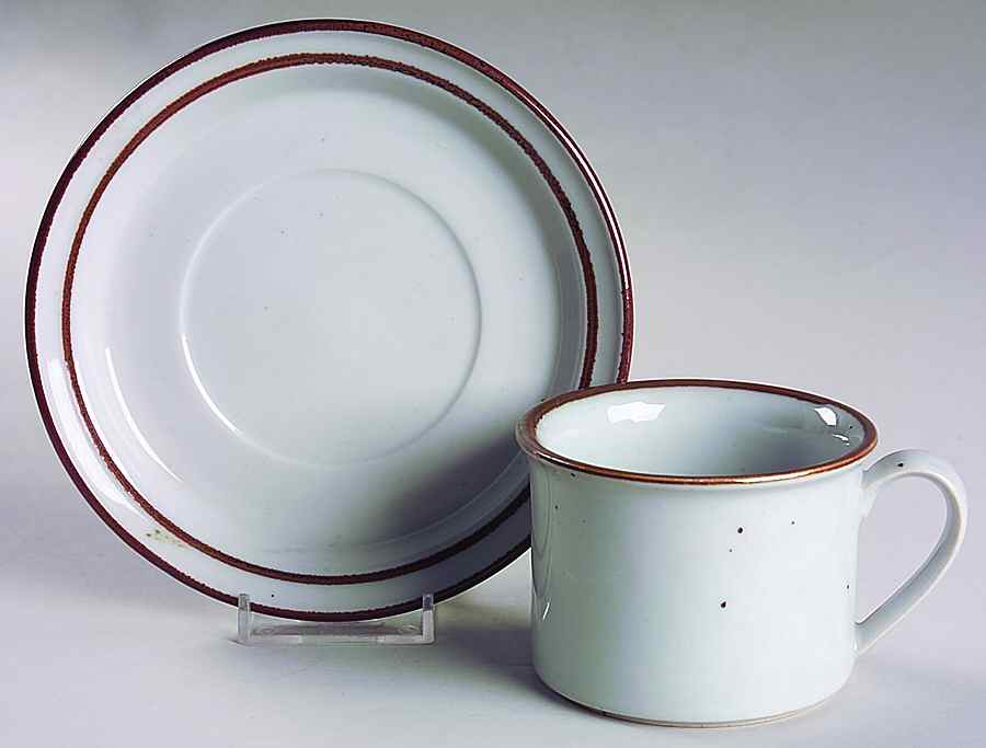 Earthstone Rust Brown Flat Cup & Saucer Set by Trend Pacific-1