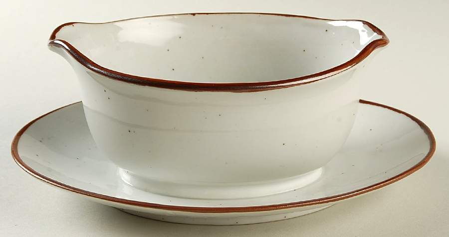 Earthstone Rust Brown Gravy Boat with Attached Underplate by Trend Pacific-1