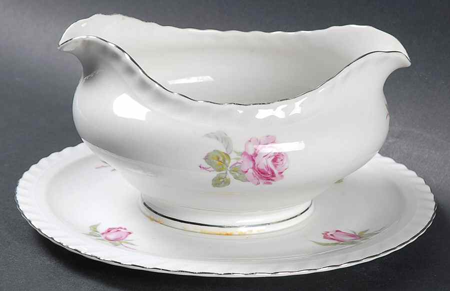 Vienna Rose Gravy Boat with Attached Underplate by Toscport-1