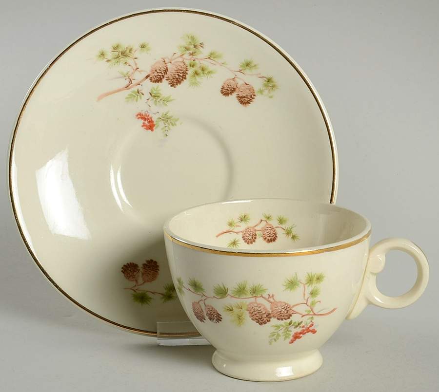 1649 Footed Cup & Saucer Set by Taylor, Smith & Taylor (Ts&T)-1