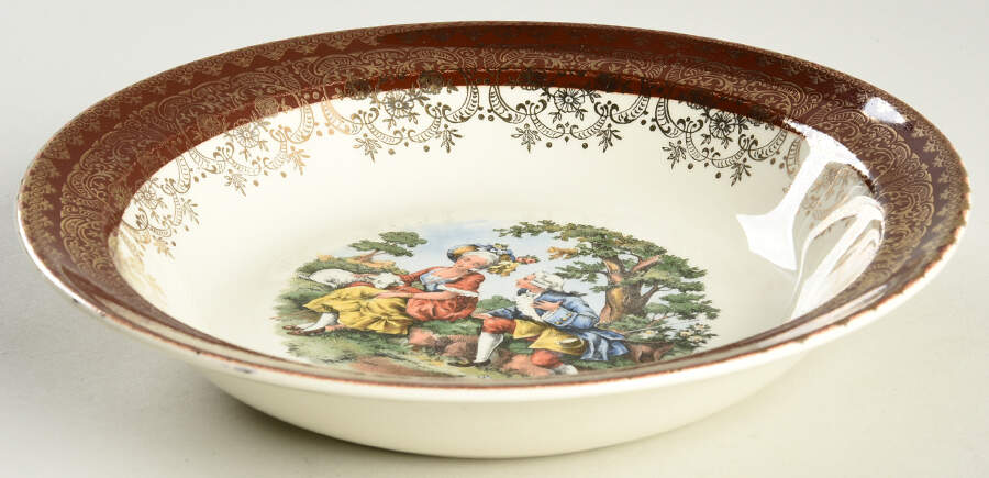 2176 Maroon Rim Soup Bowl by Taylor, Smith & Taylor (Ts&T)-1