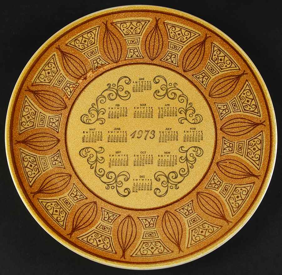 Honey Gold "1973" Calendar Plate by Taylor, Smith & Taylor (Ts&T)-1