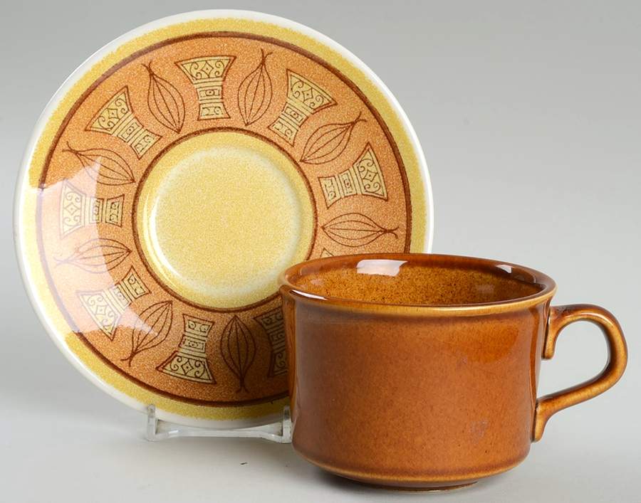 Honey Gold Flat Cup & Saucer Set by Taylor, Smith & Taylor (Ts&T)-1