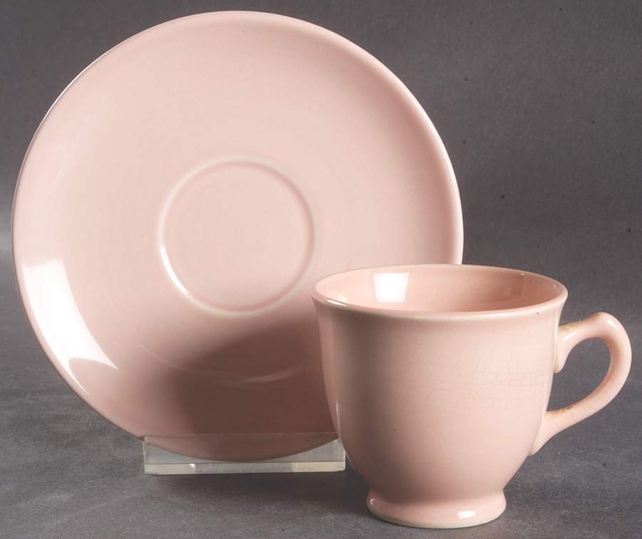 Luray Pastels Sharon Pink Footed Demitasse Cup & Saucer Set by Taylor, Smith & Taylor (Ts&T)-1
