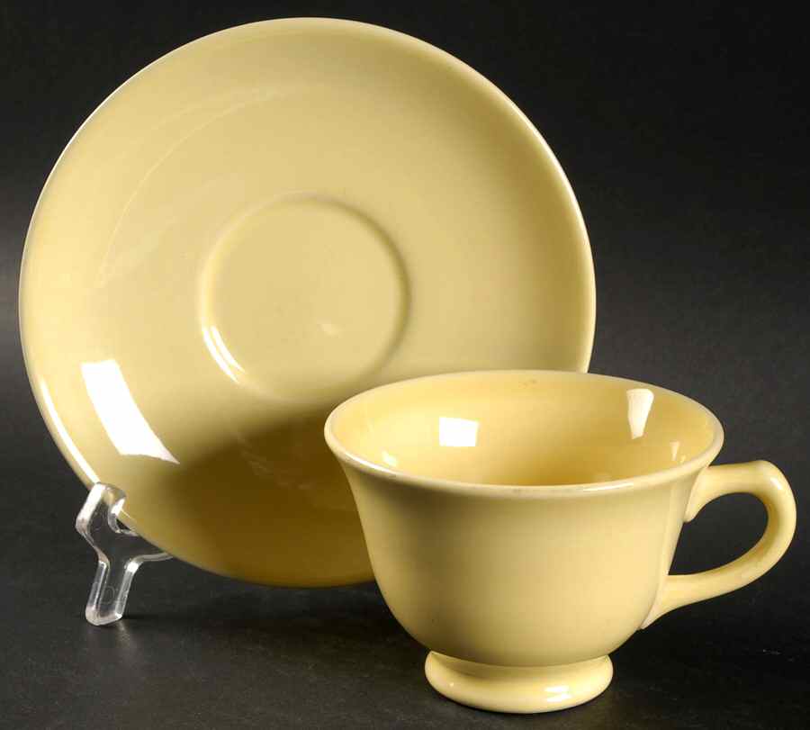 Luray Pastels Persian Cream Yellow Footed Cup & Saucer Set by Taylor, Smith & Taylor (Ts&T)-1