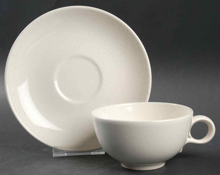 Pebbleford White Flat Cup & Saucer Set by Taylor, Smith & Taylor (Ts&T)-1