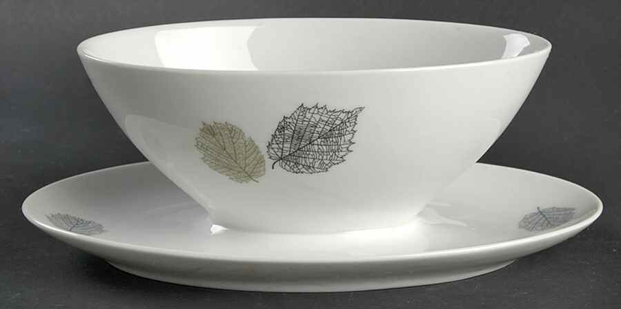 Whispering Leaves Gravy Boat with Attached Underplate by Towne-1