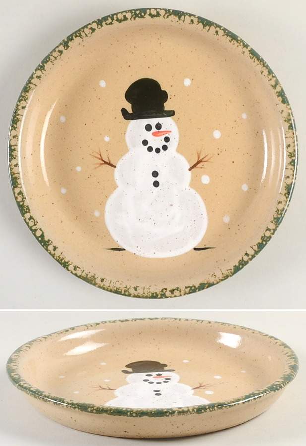 Traditional Snowman (Made in Mold) Child's Plate by Three Rivers-1