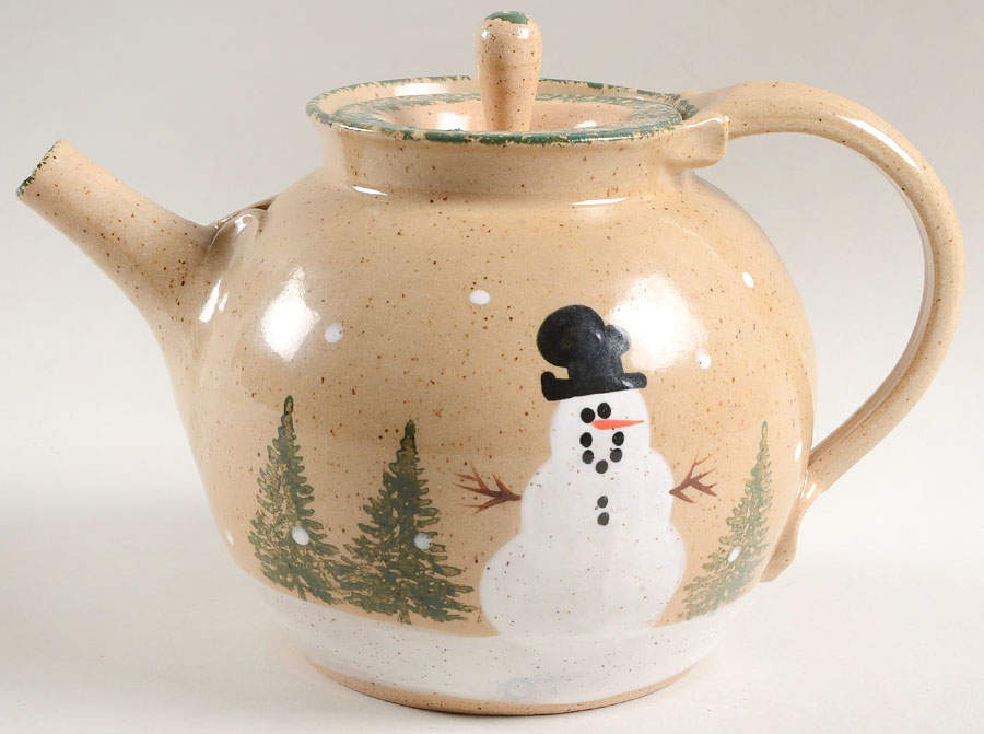 Traditional Snowman (Made in Mold) Teapot & Lid by Three Rivers-1