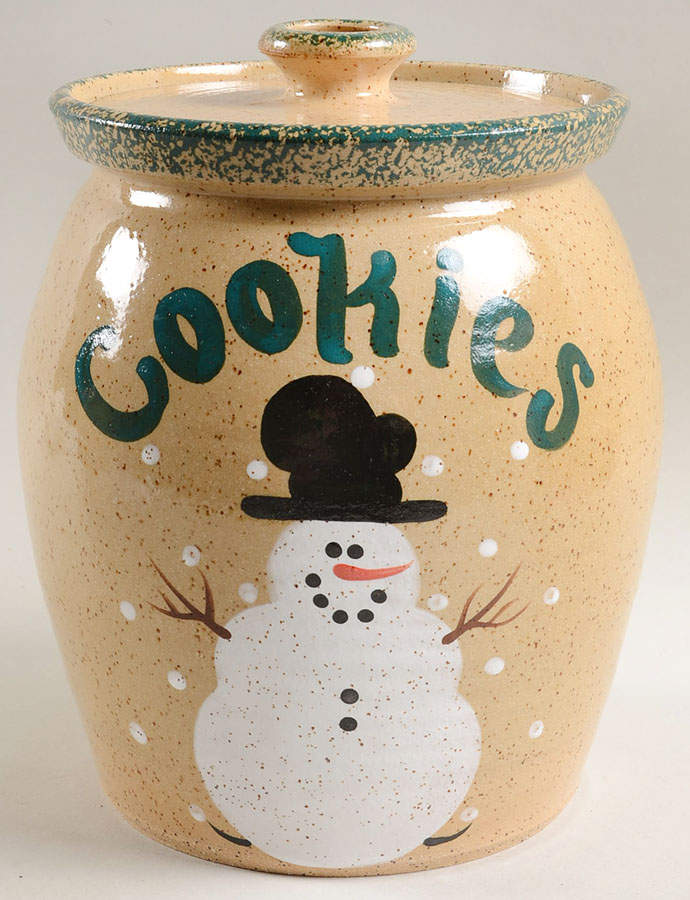 Traditional Snowman (Made in Mold) Cookie Jar & Lid by Three Rivers-1