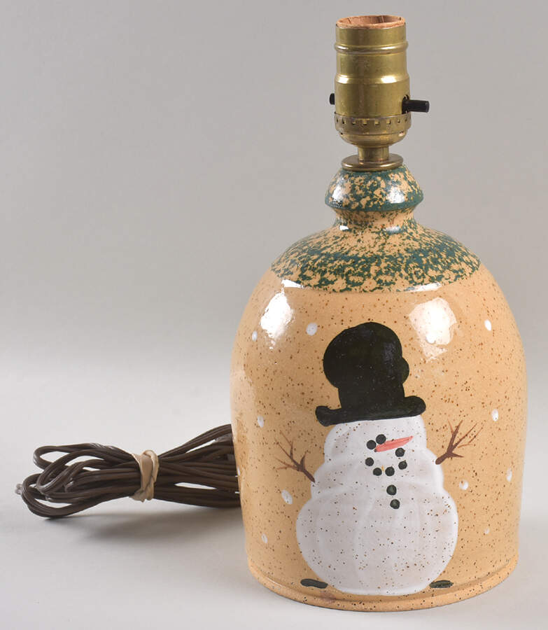 Traditional Snowman (Made in Mold) Medium Electric Lamp No Shade by Three Rivers-1