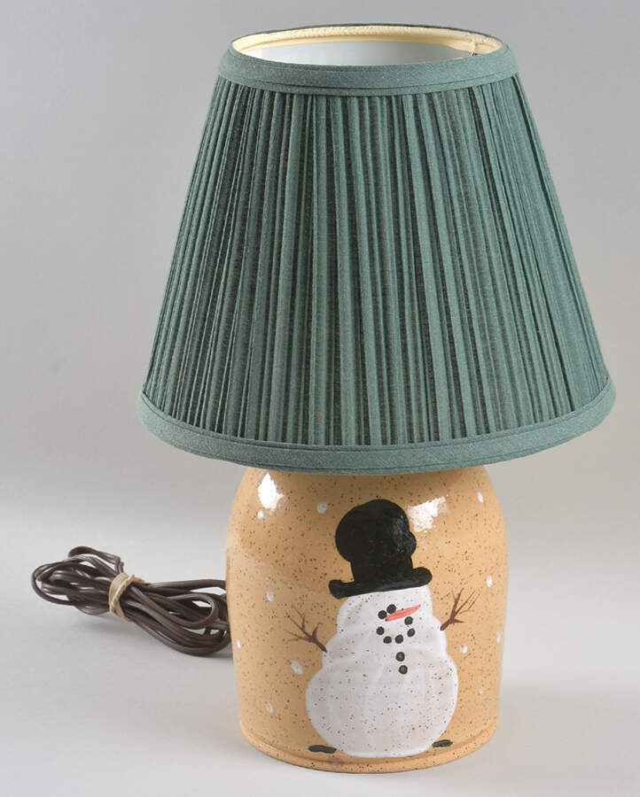 Traditional Snowman (Made in Mold) Medium Electric Lamp & Shade by Three Rivers-1