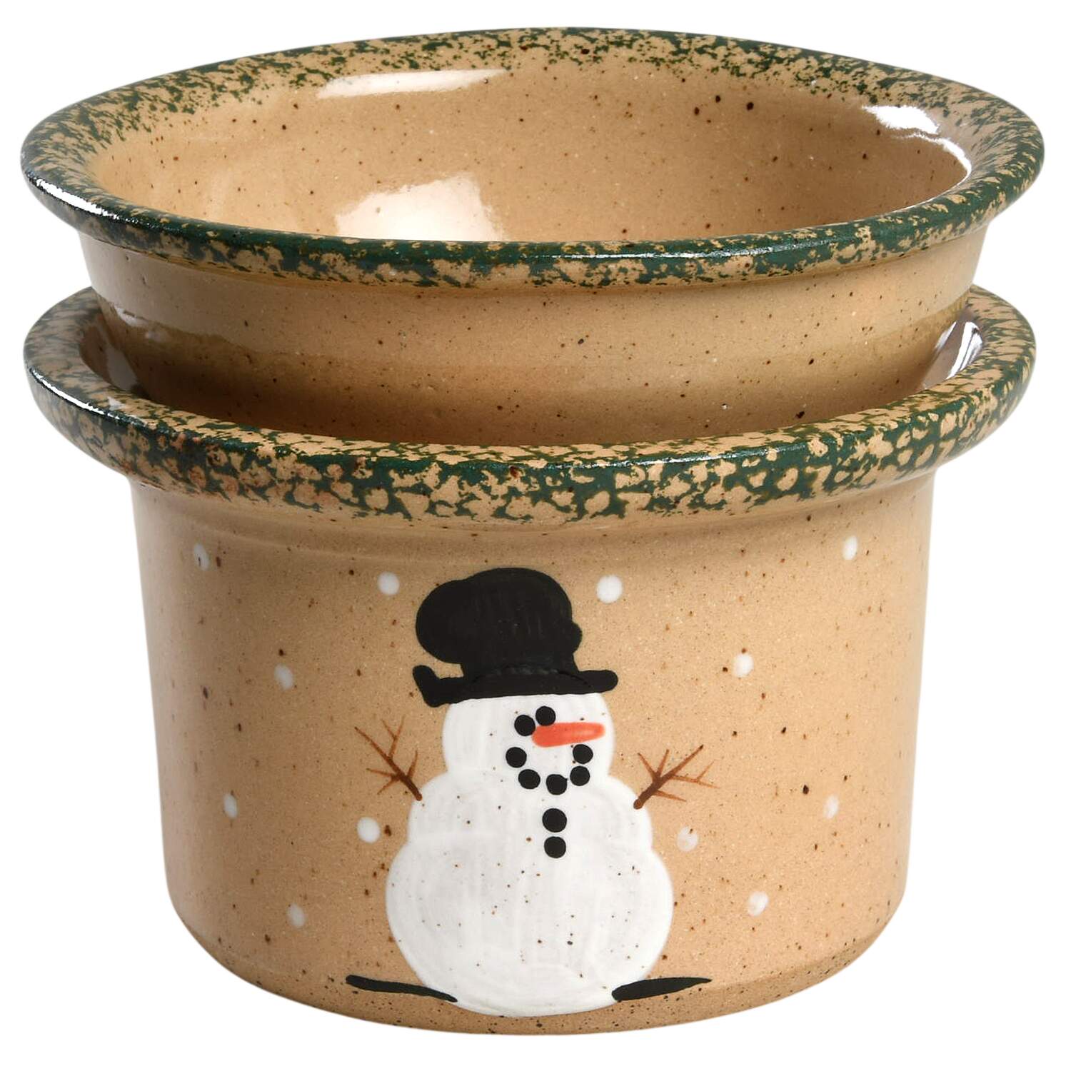 Traditional Snowman (Made in Mold) Dip Cooler Set-(Dip Bowl & Icer) by Three Rivers-1
