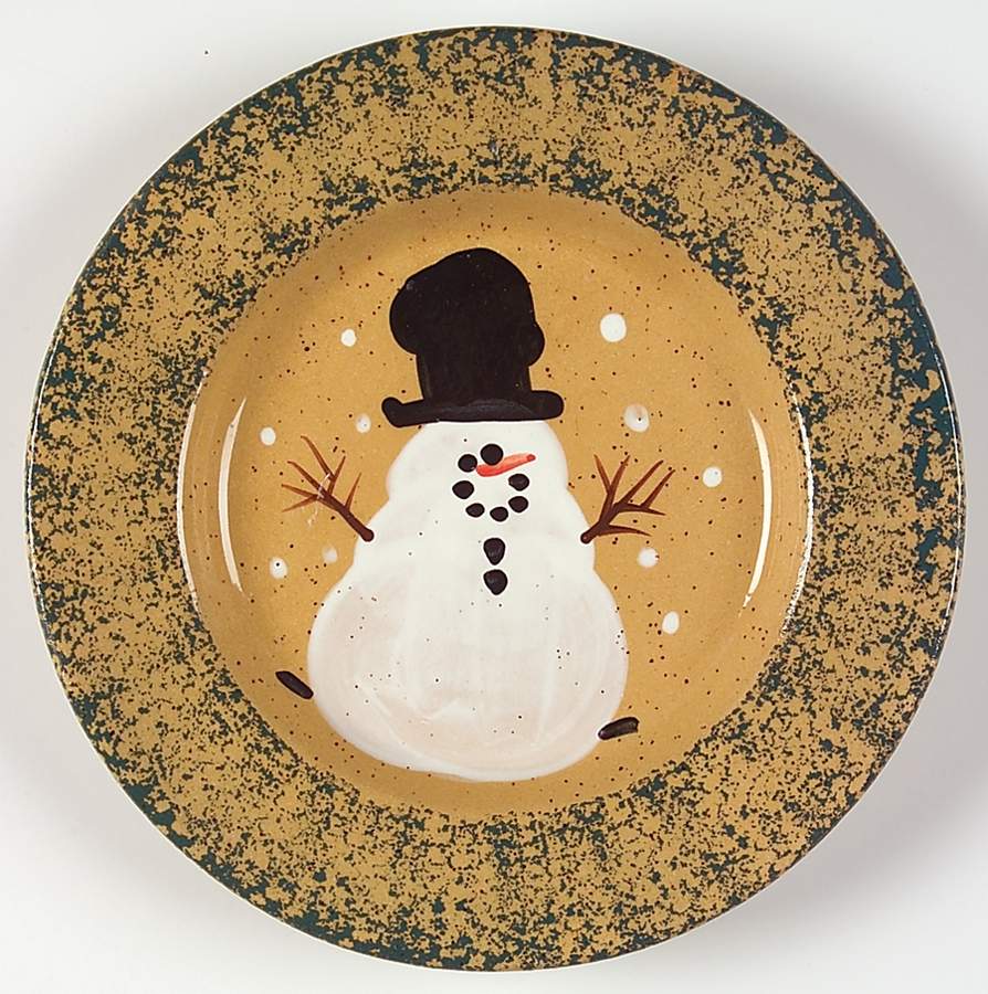Traditional Snowman (Made in Mold) Salad Plate by Three Rivers-1