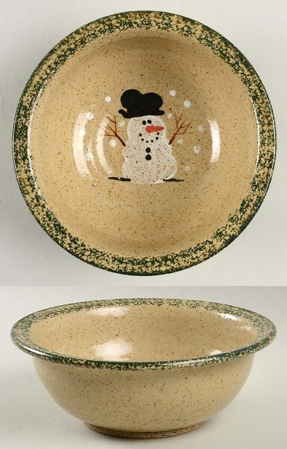 Traditional Snowman (Made in Mold) Coupe Cereal Bowl by Three Rivers-1