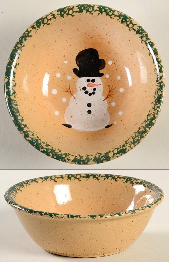 Traditional Snowman (Made in Mold) Fruit/Dessert (Sauce) Bowl by Three Rivers-1