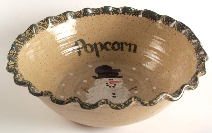 Traditional Snowman (Made in Mold) Popcorn Bowl by Three Rivers-1