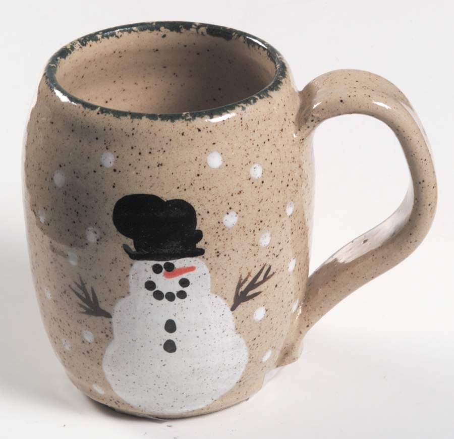 Traditional Snowman (Made in Mold) Delft Mug (Barrel Shape) by Three Rivers-1