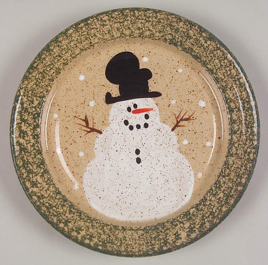 Traditional Snowman (Made in Mold) Luncheon Plate by Three Rivers-1