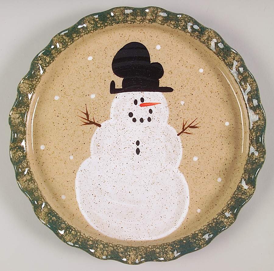 Traditional Snowman (Made in Mold) Chip/Dip Plate by Three Rivers-1