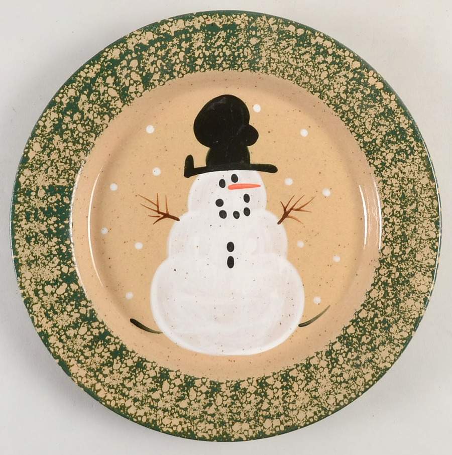 Snowman & Pines (Made in Mold) Dinner Plate by Three Rivers-1