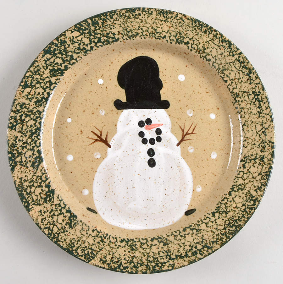 Snowman & Pines (Made in Mold) Luncheon Plate by Three Rivers-1