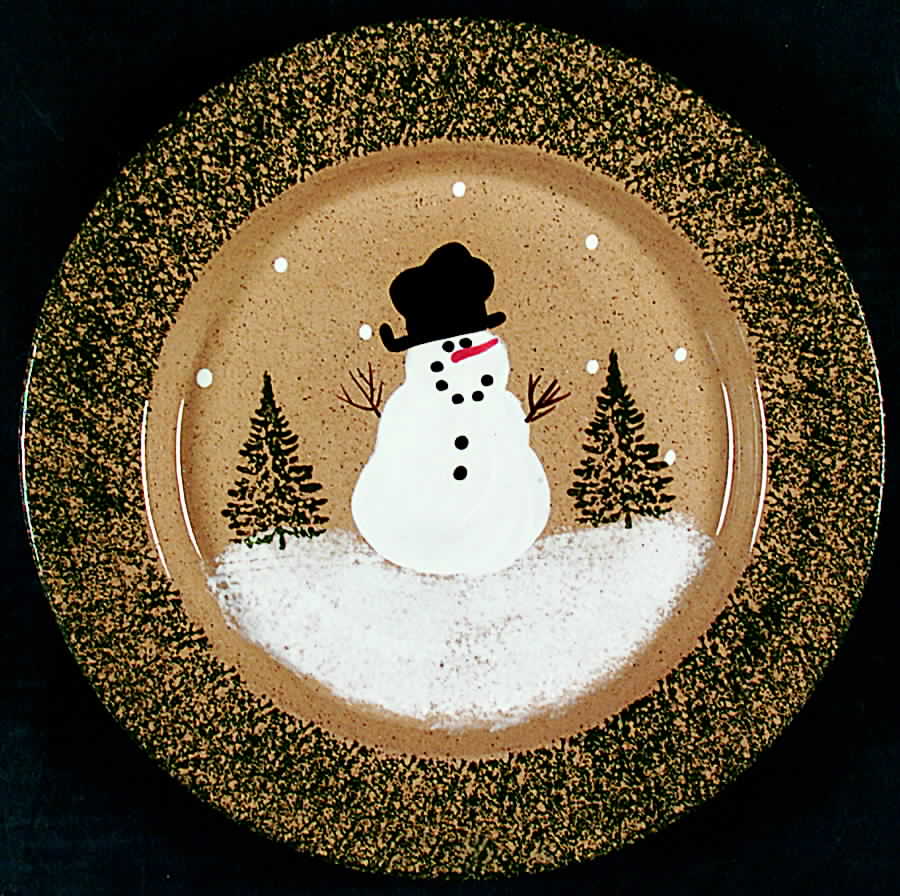 Snowman & Pines (Made in Mold) Dinner Plate by Three Rivers-1