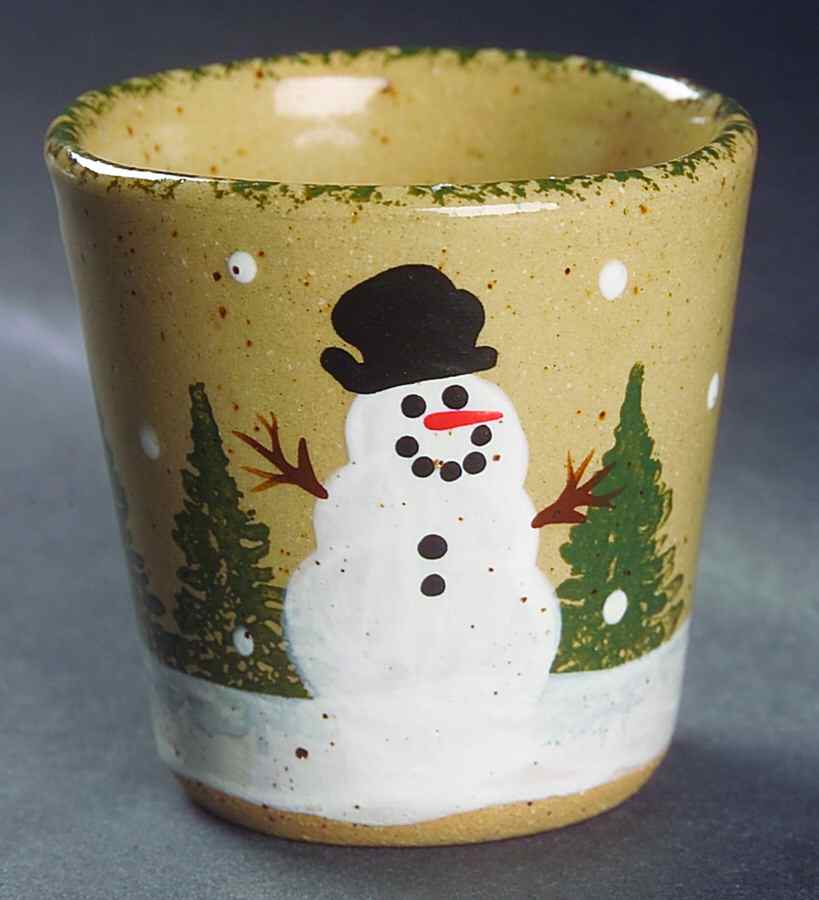 Snowman & Pines (Made in Mold) Votive Candleholder by Three Rivers-1