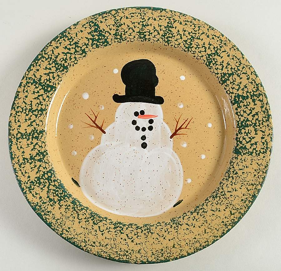 Snowman & Pines (Made in Mold) Dinner Plate by Three Rivers-1