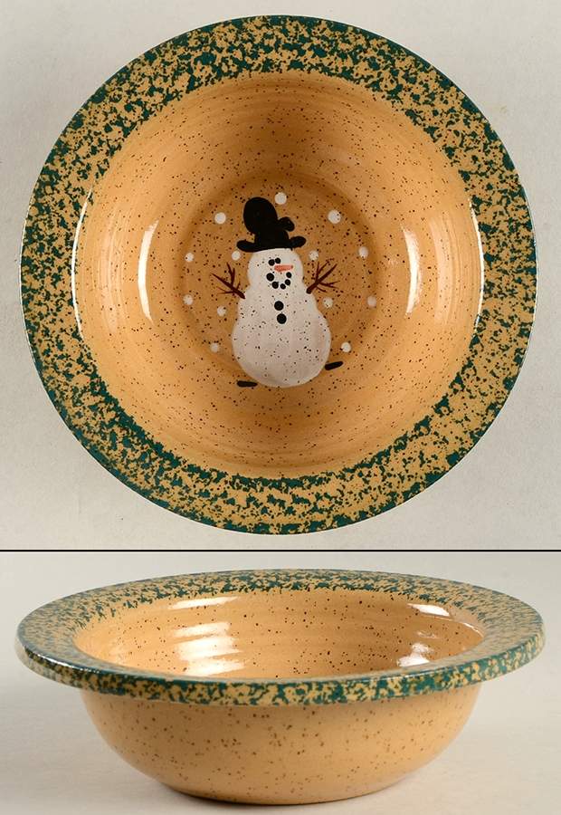 Snowman & Pines (Made in Mold) Rim Soup Bowl by Three Rivers-1