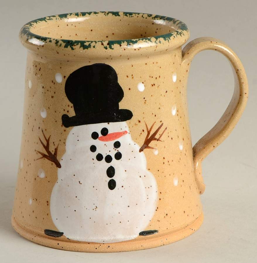 Snowman & Pines (Made in Mold) Barrel Mug by Three Rivers-1