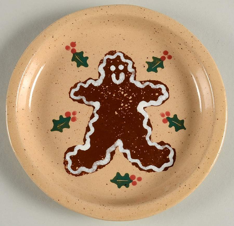 Jolly Gingerbread (Made in Mold) Round Dish by Three Rivers-1
