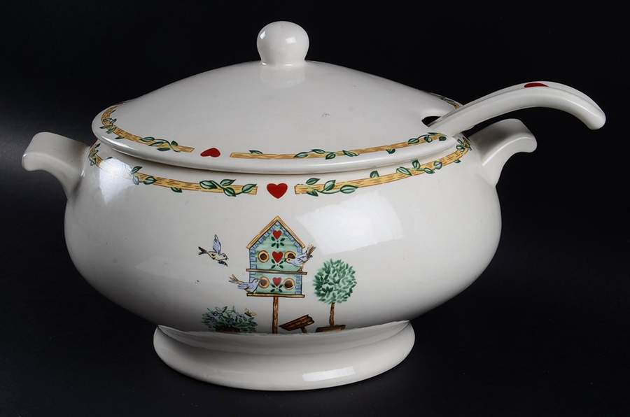 Birdhouse Oval Tureen & Lid and Ladle by Thomson-1