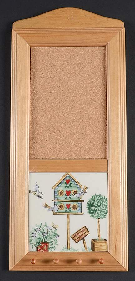 Birdhouse 15" Natural Wood Memo Board/Key Rack  HC by Thomson-1