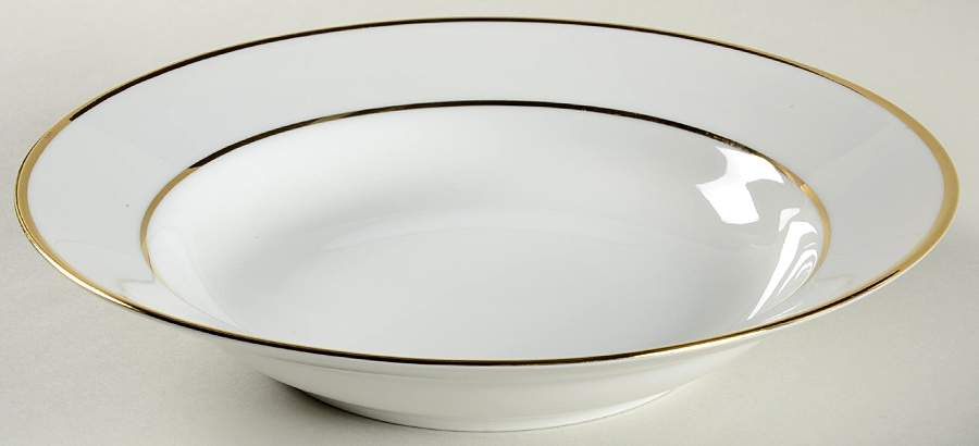 Double Gold Line Large Rim Soup Bowl by Ten Strawberry Street-1