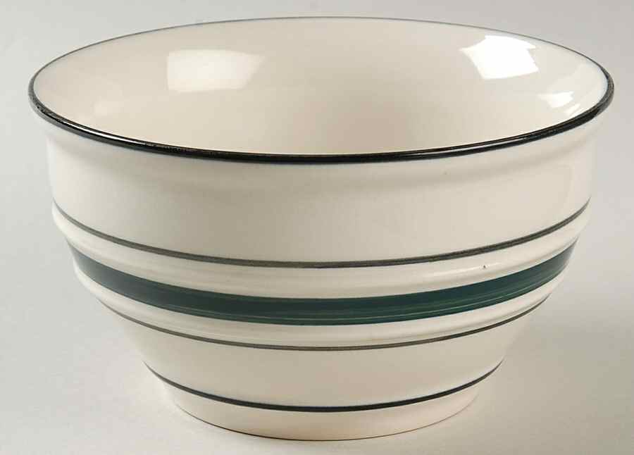 Green Crock (Black Edge) Soup/Cereal Bowl by Tienshan-1