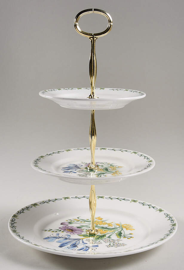 Floral Garden 13 7/8"-14 1/4" 3-Tiered Serving Tray(DP,SP,BB) HC by Thomson-1