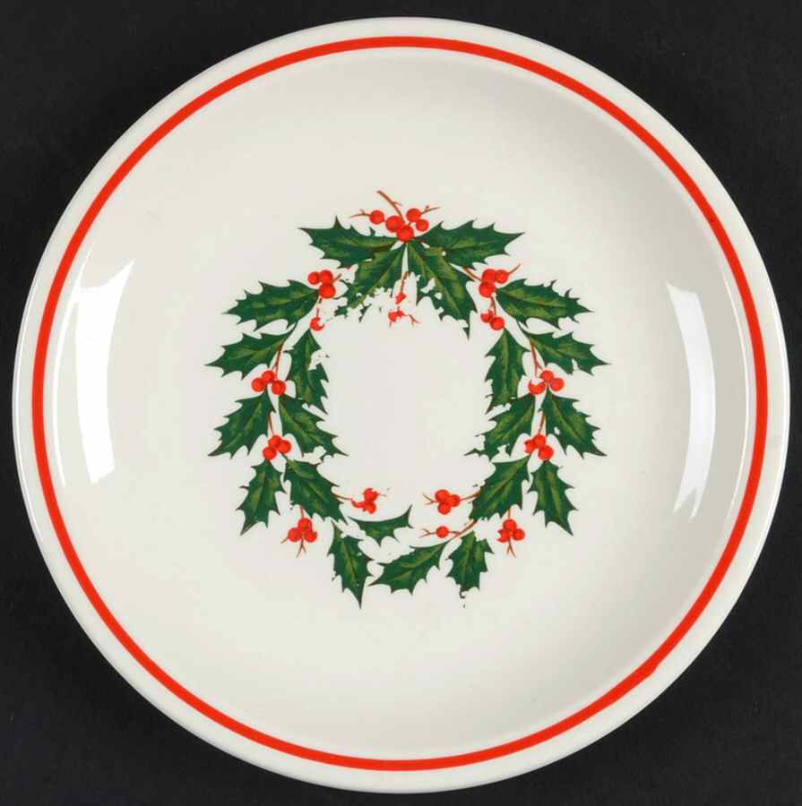 Holiday Wreath (3-8" Rim) Salad Plate by Taylor, Smith & Taylor (Ts&T)-1