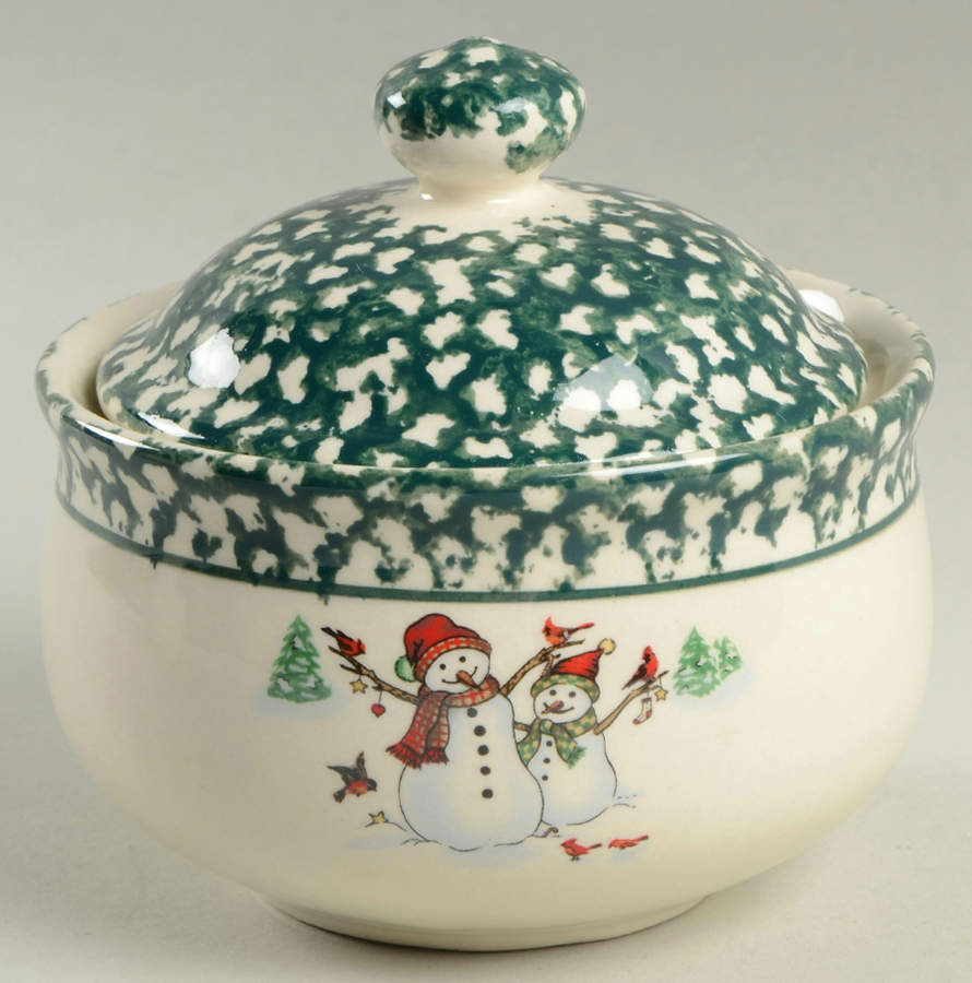 Winterland Green Sugar Bowl & Lid by Thomson-1