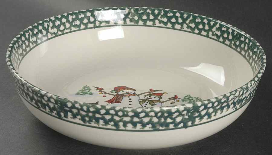 Winterland Green 9" Round Vegetable Bowl by Thomson-1