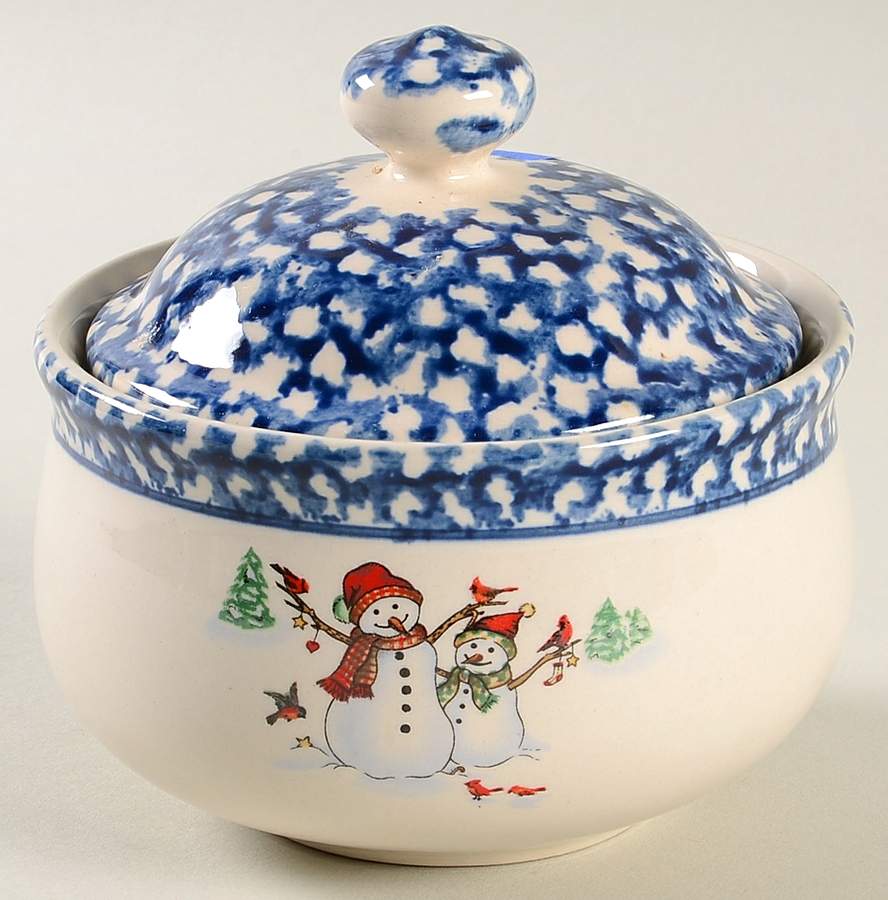Winterland Blue Sugar Bowl & Lid by Thomson-1