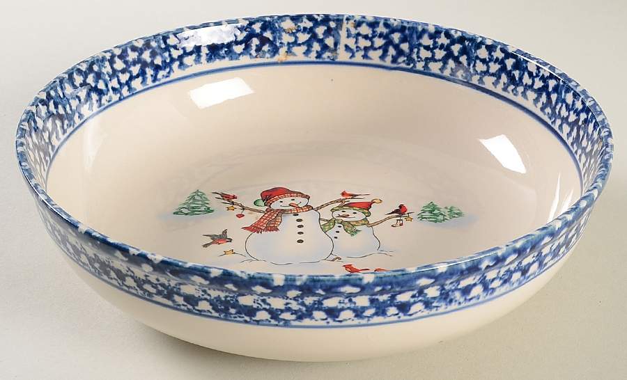 Winterland Blue 9" Round Vegetable Bowl by Thomson-1