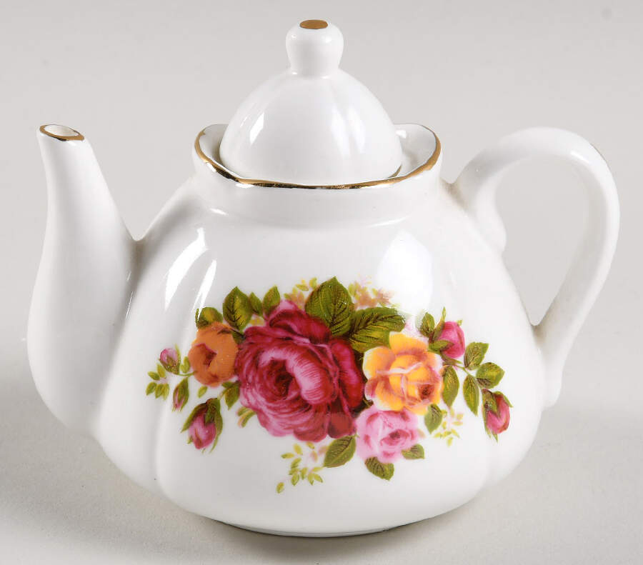 Cottage Rose Toy Teapot & Lid by Taiwan-1