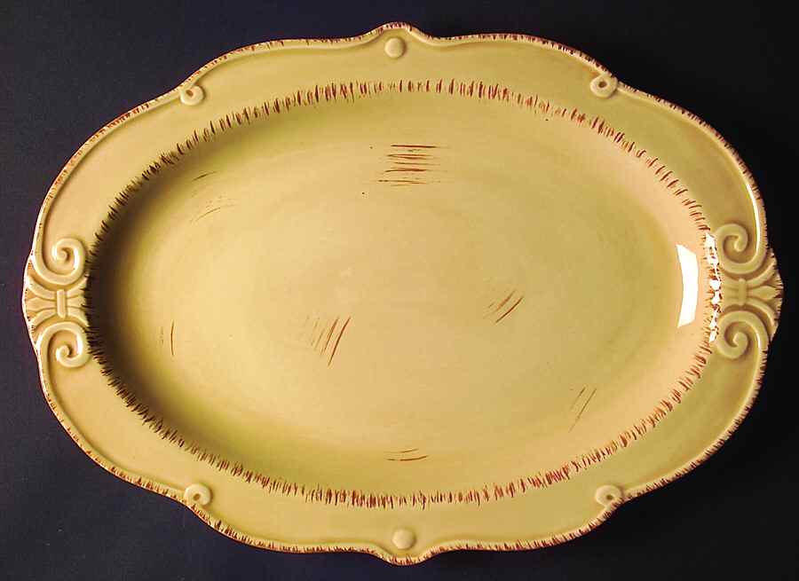 Auvignon Beige 15" Oval Serving Platter by Tienshan-1